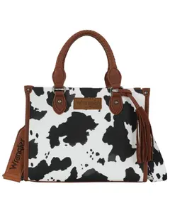 Wrangler Women's Boot Barn Daisy Cow Print Tote With Tassel - Shy03-8120Sbr