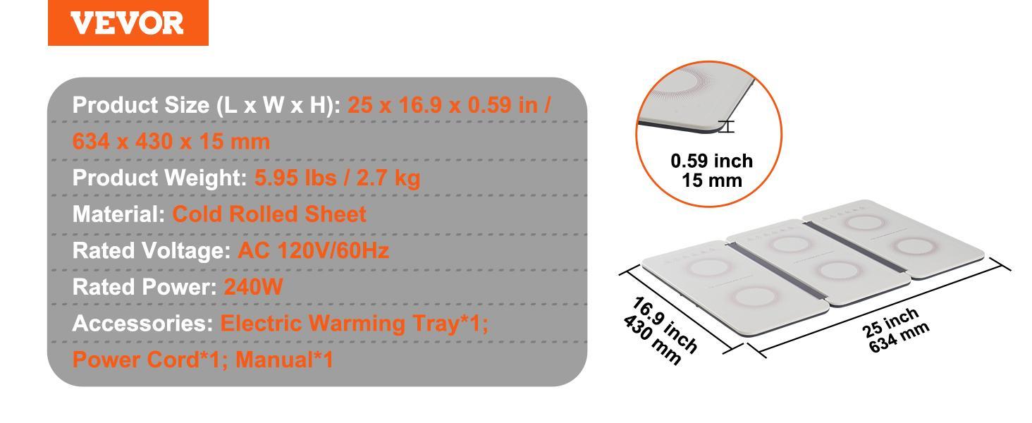 VEVOR Electric Warming Tray, TikTokShopBlackFriday, 16.5" x 23.6" Portable Tempered Glass Heating Tray with Temperature Control (65-90℃), Perfect for Dinner, Catering, House, Parties, Events, Entertaining and Holiday, Black VEVOR Electric Warming Tray, TikTokShopBlackFriday, 16.5" x 23.6" Portable Tempered Glass Heating Tray with Temperature Control (65-90℃), Perfect for Dinner, Catering, House, Parties, Events, Entertaining and Holiday, Black
