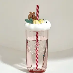 Starbucks overseas red color triangle glass cup