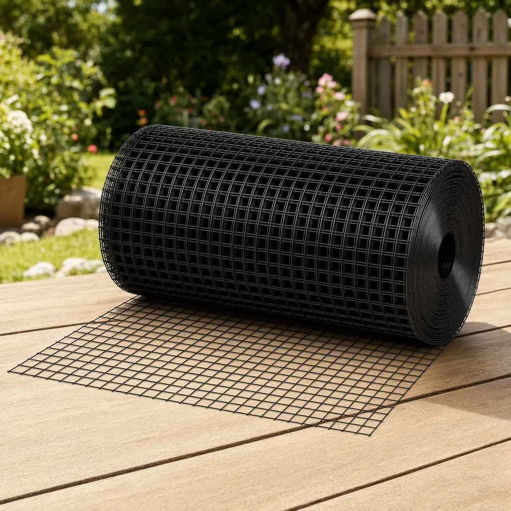 24-Inch x 50-Foot Black Welded Wire Mesh Roll, 1/2-Inch Hardware Cloth, Galvanized Iron Chicken Coop Fencing, Garden Plant Protection Netting, Outdoor Poultry Enclosure, Rabbit and Dog Barrier, Snake and Rat Guard, Soil Sifter Screen