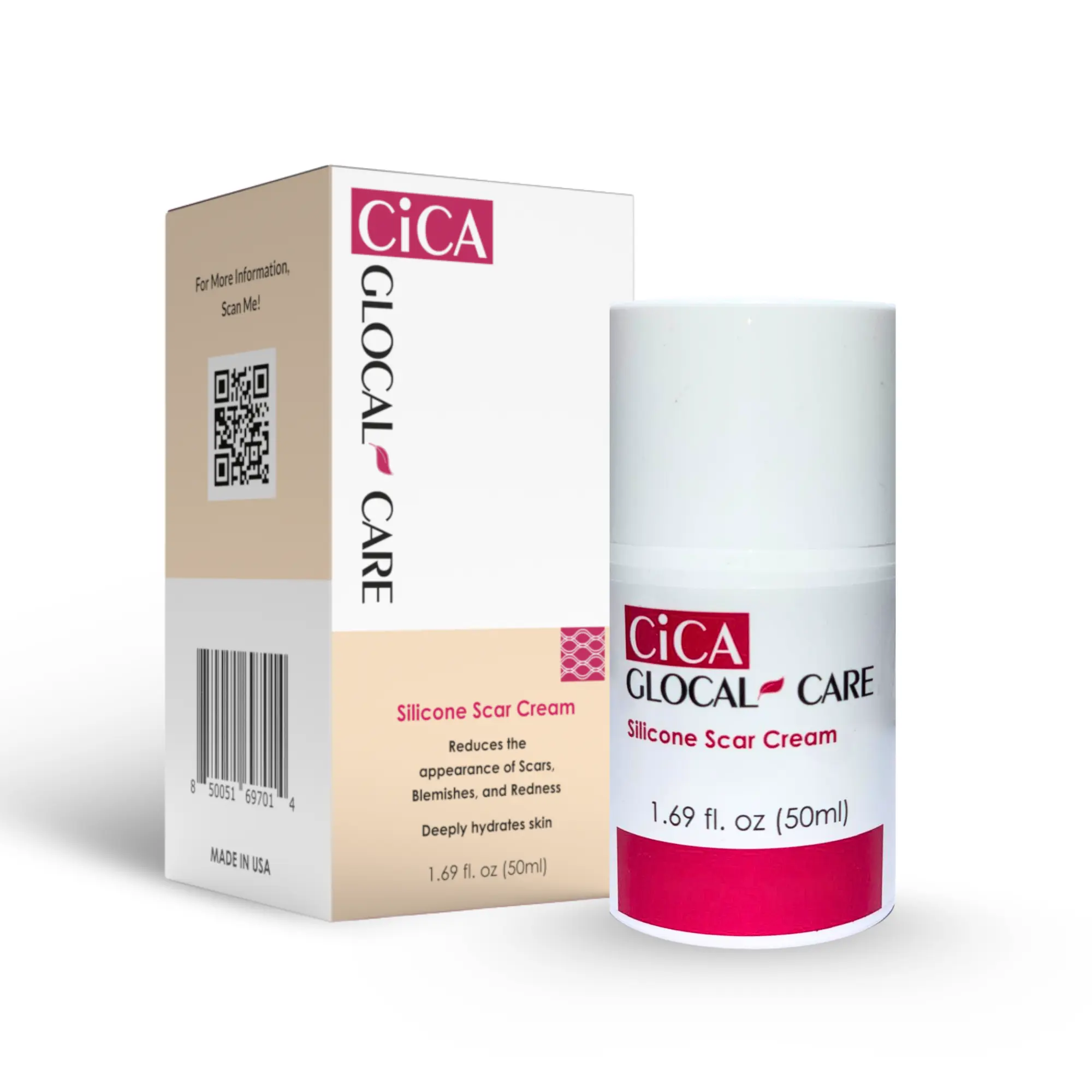 GlocalCare CICA Wellness Cream | Silicone Gel Moisturizer for Scar Care & Skin Barrier Support | Centella, Panthenol & Hyaluronic Acid | 50 ml