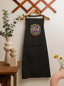 Plant Parent Apron - Let's Stay Home & Leaf the World Behind, Polyester with 2 Pockets for Gardening & Repotting, 25.5" x 29.5", Adjustable Ties, Durable & Stain-Resistant