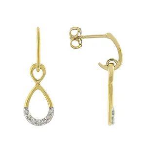 JTV White Diamond 14k Yellow Gold Over Sterling Silver Dangle Earrings 0.10ctw