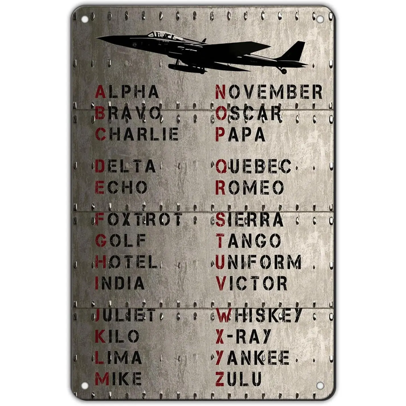 Funny Pilot Phonetic Code Aviation Metal Tin Wall Plaque, 8x12in Decorative Sign - Weather-Resist Home & Kitchen Decor, Gift Idea for Gifting
