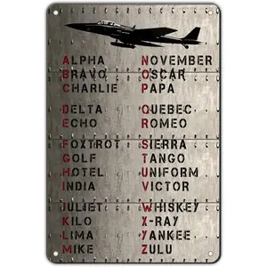 Funny Pilot Code Aviation Phonetic Alphabet Metal Tin Sign, 8x12 in Decorative Poster, Home & Man Cave Wall Decoration for Gifting, Home Supplies Plaque, Gift