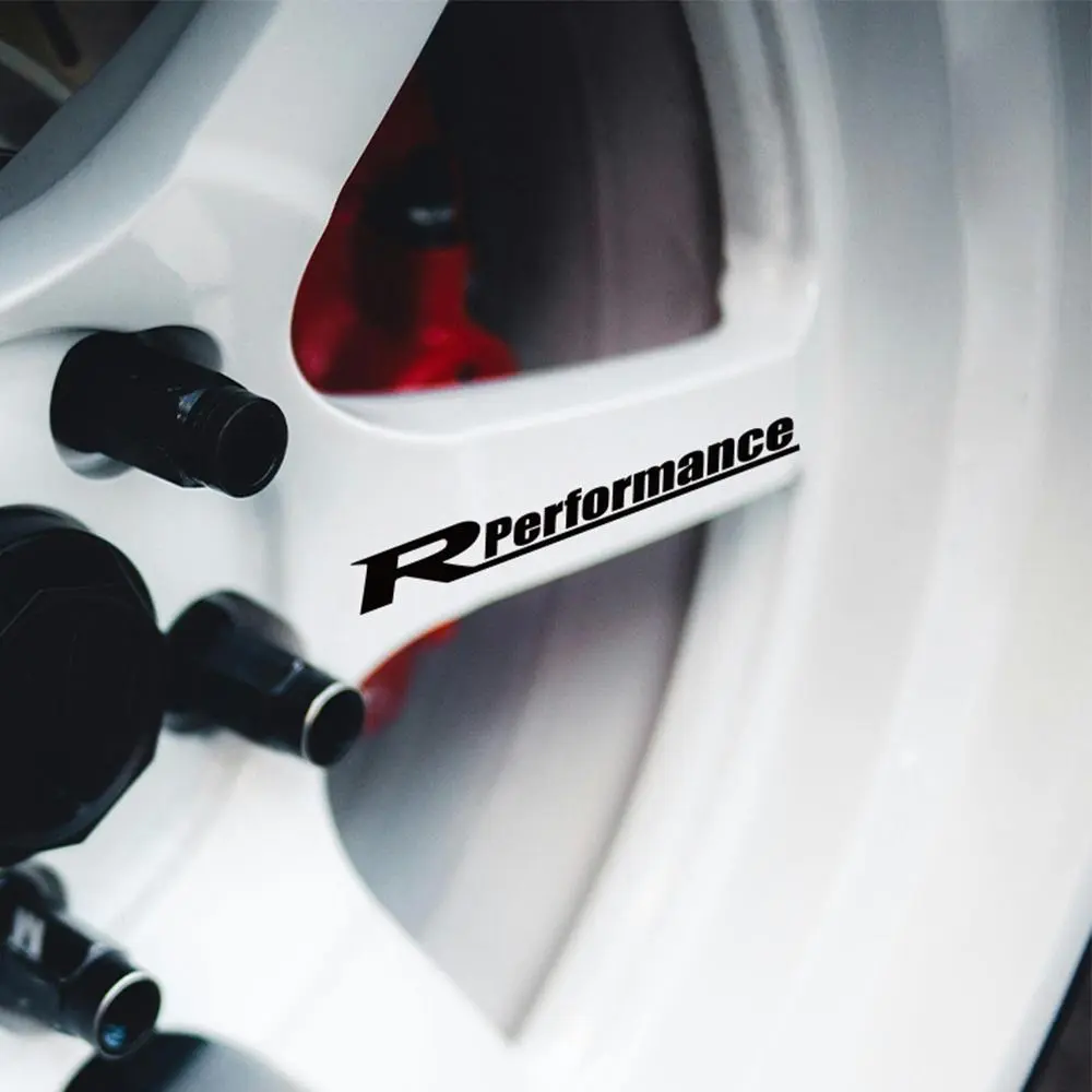 4Pcs Reflective Car Wheels Stickers Auto Rim Wheel Hub Body Racing R Performance Style Vinyl Film Decals Car Tuning Accessories