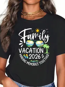 100% Cotton Unisex Family Vacation 2026 Making Memories Funny Beach Cruise Trip T-Shirt Women's Men's Graphic Tee,Casual Short Sleeve Shirt