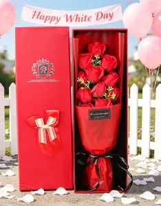 White Day Special Red Rose Bouquet Gift Box - Handmade Soap Flowers, Ideal for Valentine's, Mother's Day & Birthday Forever Flowers for White Day, Valentine's Day, Birthday, Anniversary & Romantic Occasions