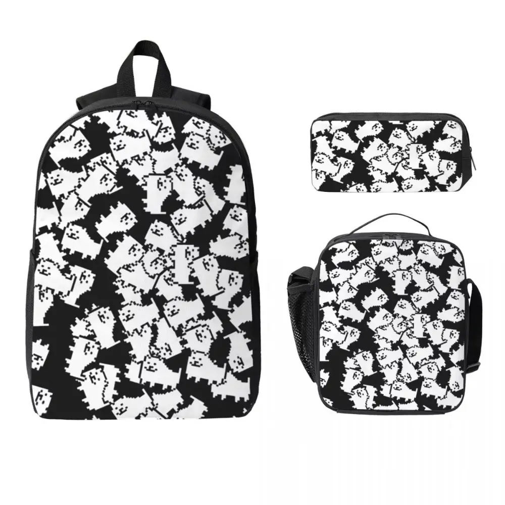 Video Game Cute Undertale Annoying Dog Backpack BookBag School Bag Computer Shoulder Bags 3ps Insulated Lunch Bag Pencil Case