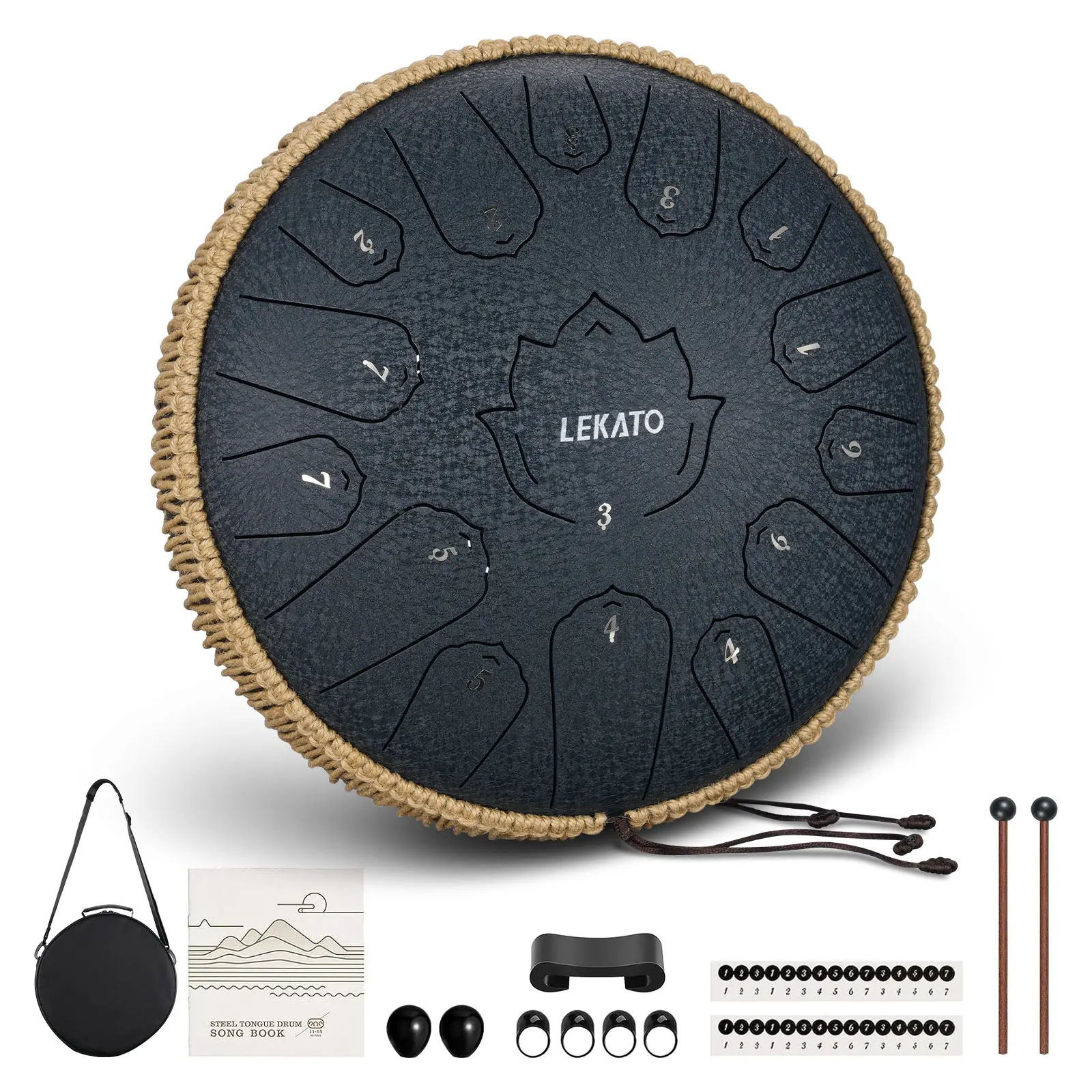 LEKATO 13 Inch 15 Notes, Steel Tongue Drum, Steel Drum C Key Beginner/Professional, Handpan Drum Percussion for Meditation Yoga Musical Education, Best Gift for Familes/Friends