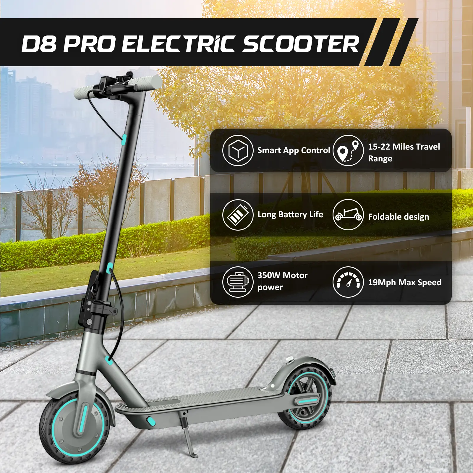 2026 Unisex Modern Motorized Scooter for Adults - Multifunctional Compact Lightweight Folding Commuter Scooter, 350W Motor, 7.8Ah/10.5Ah Battery, 19 MPH Max Speed, 16-22 Mi Range, 8.5" Alloy Frame, Smart App Control