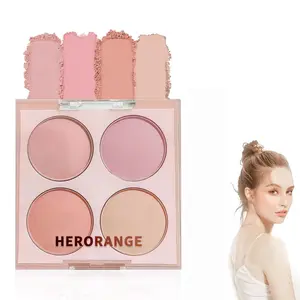 Four Color Matte Blush Palette, Soft Blend Powder Gradient for Natural Makeup, Long Lasting Waterproof and Sweatproof Formula, Ideal Gift for All Skin Types, Compact