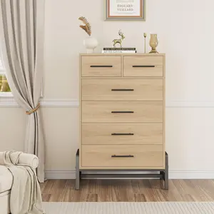 Garvee Entryway Storage Cabinet, Freestanding Wooden Dresser with 6 Drawers for Bedroom, Living Room & Foyer
