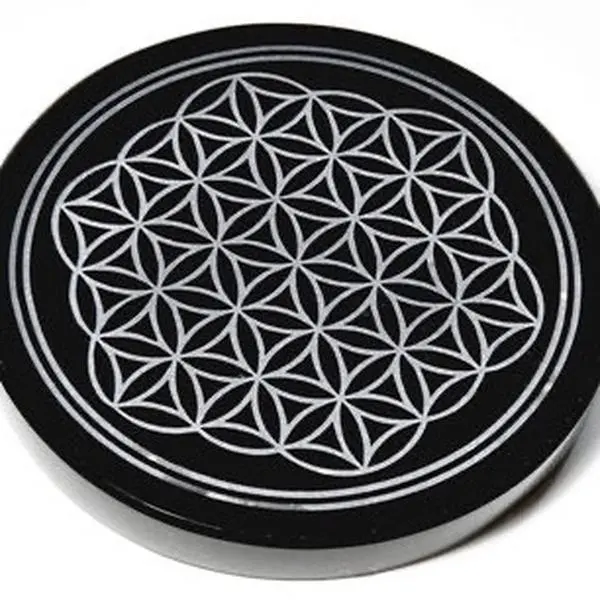 Obsidian Flower of Life Altar Tile