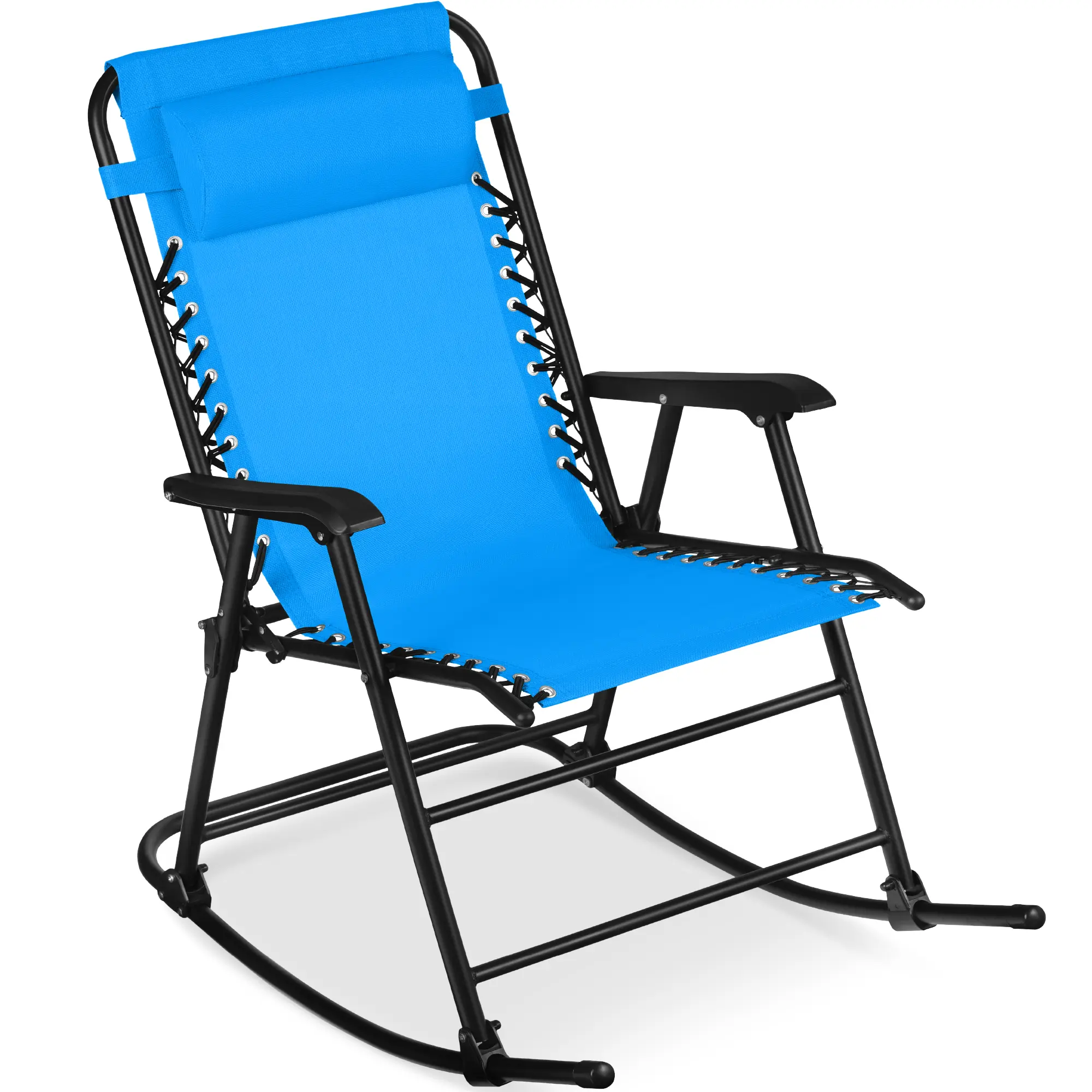 Best Choice Products Folding Outdoor Zero Gravity Rocking Lounge Chair w/ Headrest Pillow