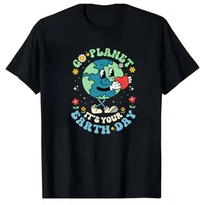Cute Teacher Earth Day 2026 T-Shirt – Groovy Go Planet Theme