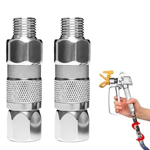 2PCS 360 Degrees Swivel Spray Gun Connector-Stainless Steel, Universal for Airless Paint Sprayers & Hoses (1/4inch)