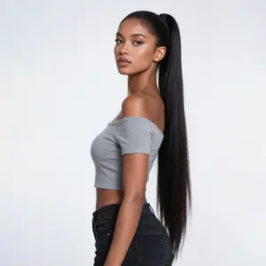 Datanala Drawstring Ponytail Hair Extension Straight Human Hair for Stylish Black Women brazilian remy