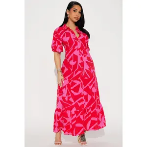 Claire Tiered Maxi Dress - Red/combo