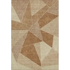 HomeRoots 653324 8x10 ft. Chili Red & Beige Geometric Washable Machine-Made Rectangle Dual-Tone Color-Block 4-Cornered Full-Sized Grippy Area Rug with UV Protection, Dual-Tone Area Rugs, Color-Block Area Rugs
