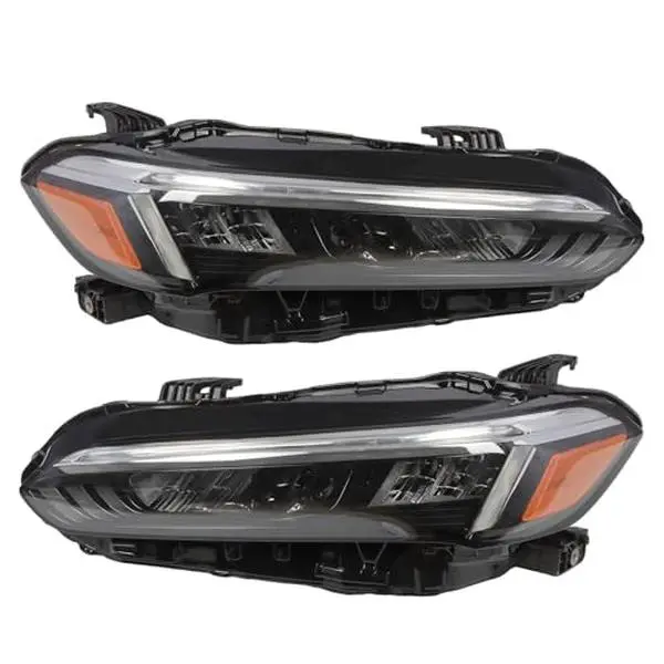 Nakkaa Black LED Headlight Assembly - 1Pair (Left & Right) with LED Electroplated Decorative Frame Left, Plastic Housing, Easy Install for Honda Civic 2022-2025 & 2022 Civic EX-L Hatchback 4-Door (Vehicle-Specific Fit, Driver & Passenger Side)