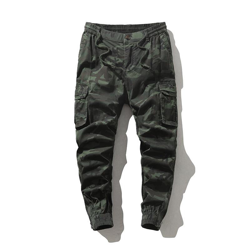 Stylish Cargo Camo Pants Military Army Green Elastic Drawstring Multi-Pocket Work Outdoor Tactical Multi-Flap Stretchy Zippered Cuffs Harem Pants