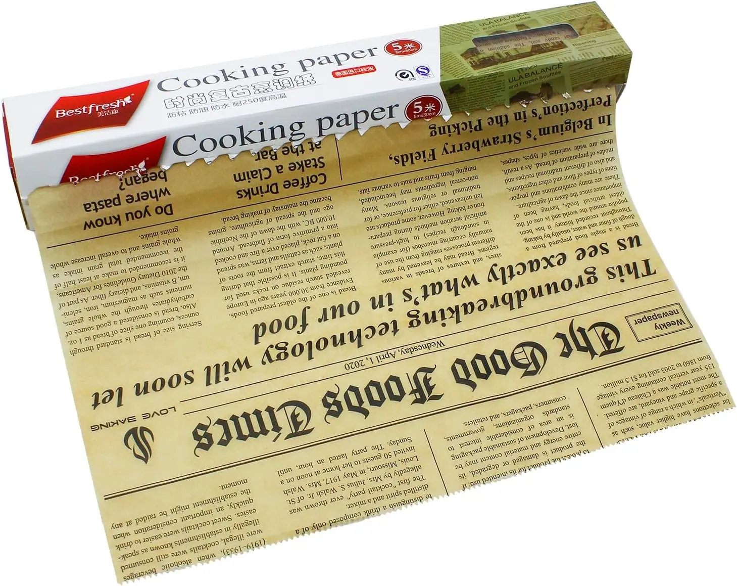 Brown Parchment Paper Roll Newspaper Wrapping Non Stick Baking Food Wrapping Paper for Baking Cookies Bread Pizza Meat Vegetables
