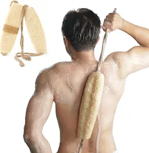 Herbvian Vietnamese Natural Loofah Back Scrubber - 100% Plant-Based Exfoliation Shower Sponge, with Jute Fiber Strap, for Men & Women