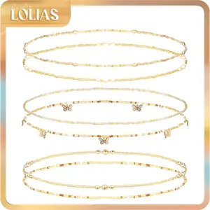LOLIAS 6Pcs Waist Beads For Women African Waist Beads Belly Chain Beads Waist Elastic Bead Summer Body Chain Bikini Jewelry