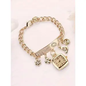 1 fashionable, versatile, personalized and trendy watch for women's wear. LOVE creative quartz alloy bracelet with rhinestones for women's wear Elegant quartz watch