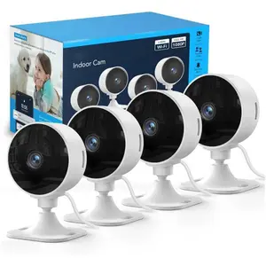 4 Pack Indoor Security Camera, 1080P WiFi Security Camera for Home Security, Pet Camera with Motion Detection, Two-Way Audio, Night Vision, Baby Monitor, Cloud Storage, 2.4GHz WiFi Only