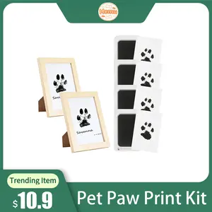 Pet Paw Print Kit, 4-Pcs Ink Pads + 2 Photo Frame, Mess-Free Paw Print Stamp Pad for Dogs & Cats, Clean Touch Ink Pad, Dog Paw & Nose Print Kit, Keepsake Gift For Dogs And Cats, Memorial Gift,  Memorials imprint card, Pet Print Photo Frame Kit