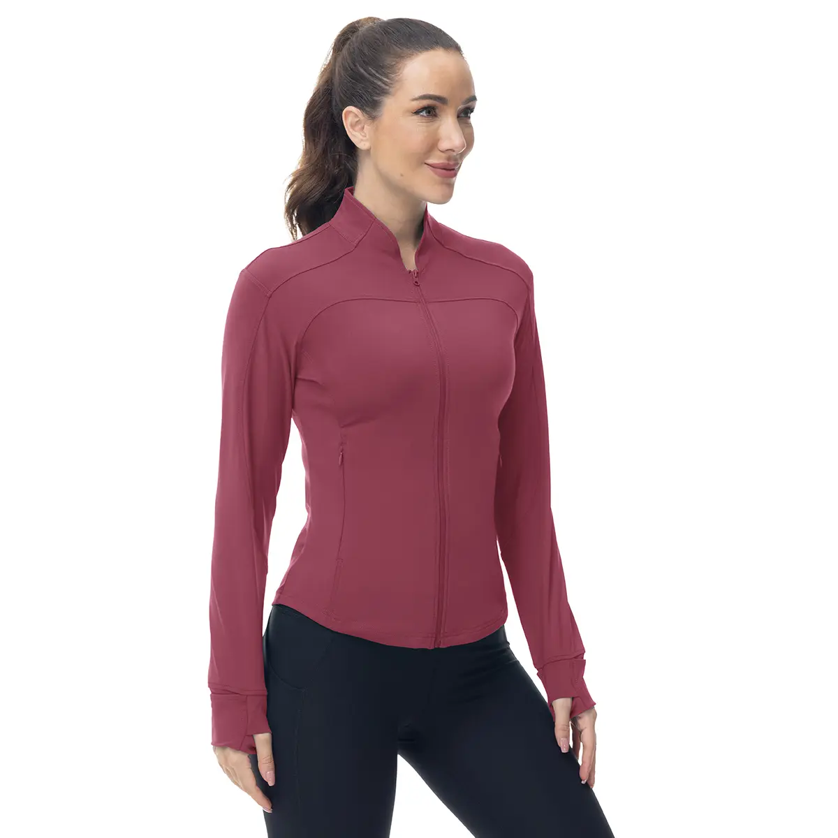 Women's Full Zip Up Athletic Jackets Lightweight Workout Jacket Gym Sports Tops with Thumb Holes