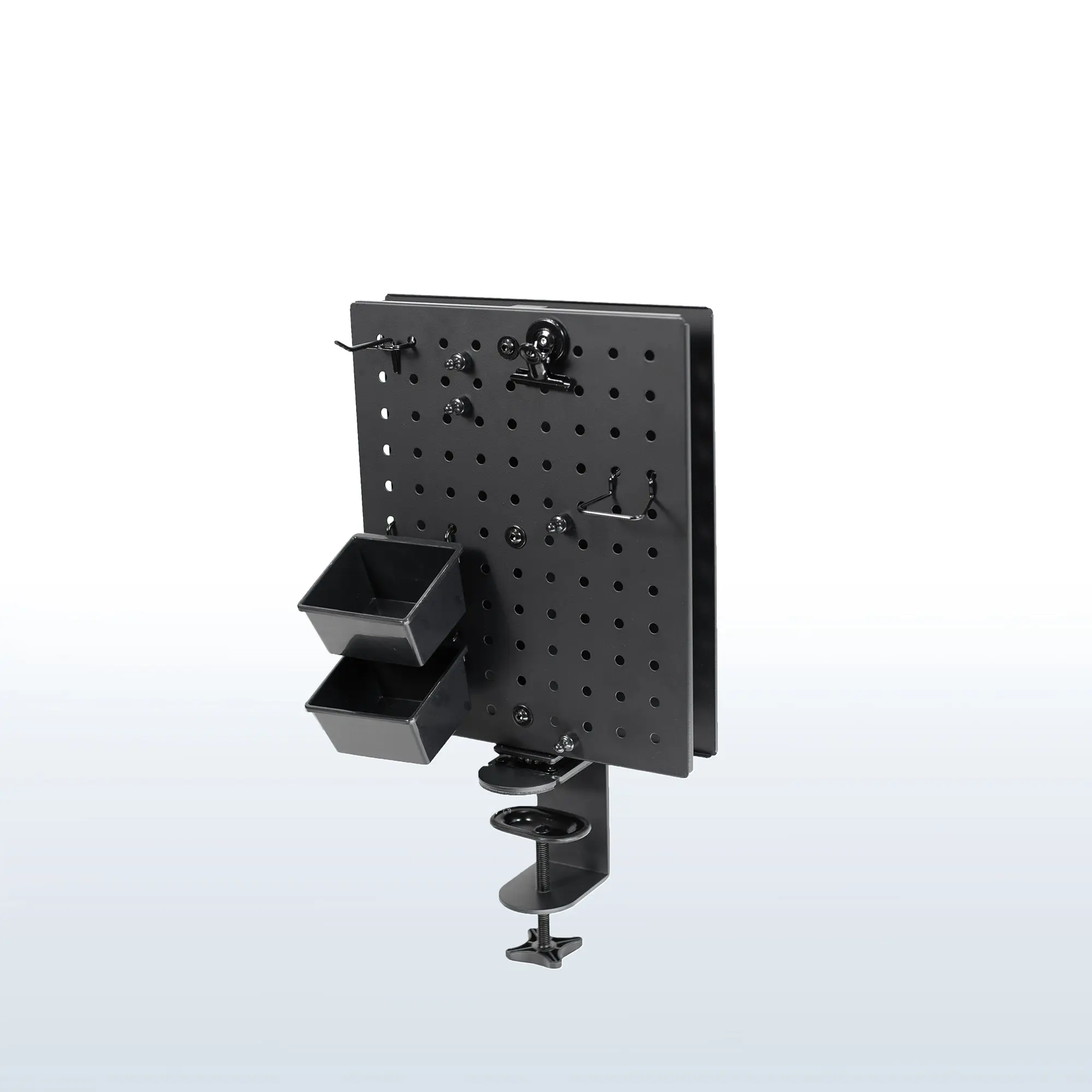 Clamp-on Rotating Pegboard & Accessory Holder