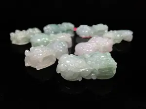 White Green Overlord Pixiu Natural Burmese Loose Jadeite Jade