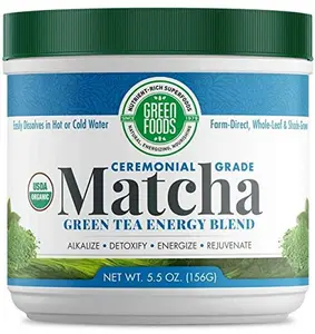 Green Foods Organic Matcha Green Tea Powder - Antioxidants and Energy - 2 pack of 5.5oz, 11 Oz total with 60 Servings + stress ball