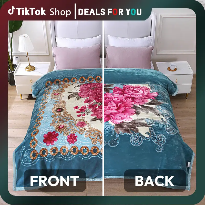 5.6 LB Weight balnket,2 Ply Reversible Silky Soft Warm Blanket with A/B print -Perfect for All Seasons