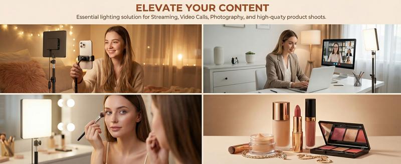 10" LED Square Light Panel with 63" Extendable Stand 3 Color 2200-4500K Studio Lighting for YouTube/TikTok/Instagram Content Creation, Dimmable Brightness, USB Powered, Soft light（1PCS）#valentine's#new years