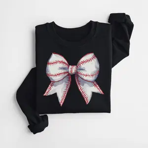 Baseball Mom Sweatshirt, Baseball Bow Sweater, Coquette Baseball Sweatshirt, Baseball Gift, Baseball Fan Sweatshirt, Sports Mom Crewneck