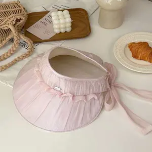 Women's Wide Brim Sun Visor Hat, Foldable UV Protection Beach Hat with Bow Tie