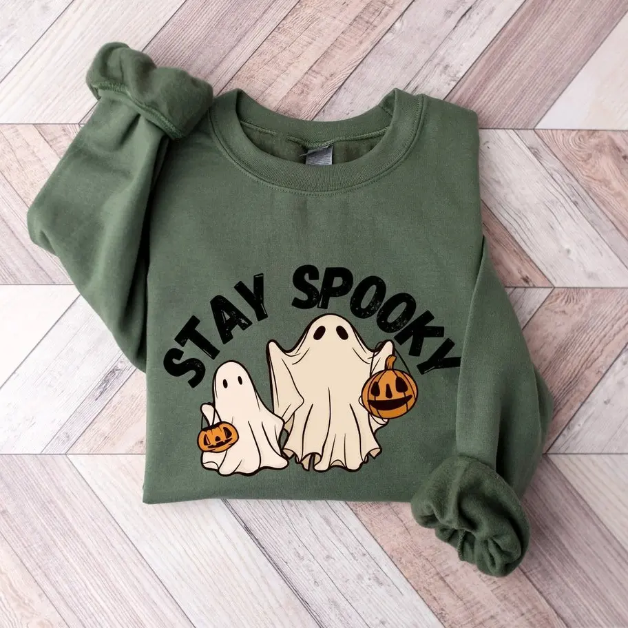 Stay Spooky Sweatshirt, Ghost Shirt, Halloween Pumpkin Sweatshirt, Spooky Season Shirt, Ghost Halloween Shirt, Fall Crewneck Sweater, Fall Outfit