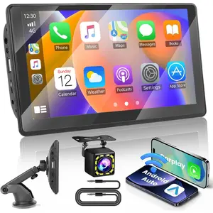 Portable Car Video Player, 7-Inch HD 1024x600 Touchscreen Unit with Wireless CarPlay & Android Auto, Bluetooth, GPS Navigation, Music Playback, FM Transmitter, AUX Radio for 7-32V Cars