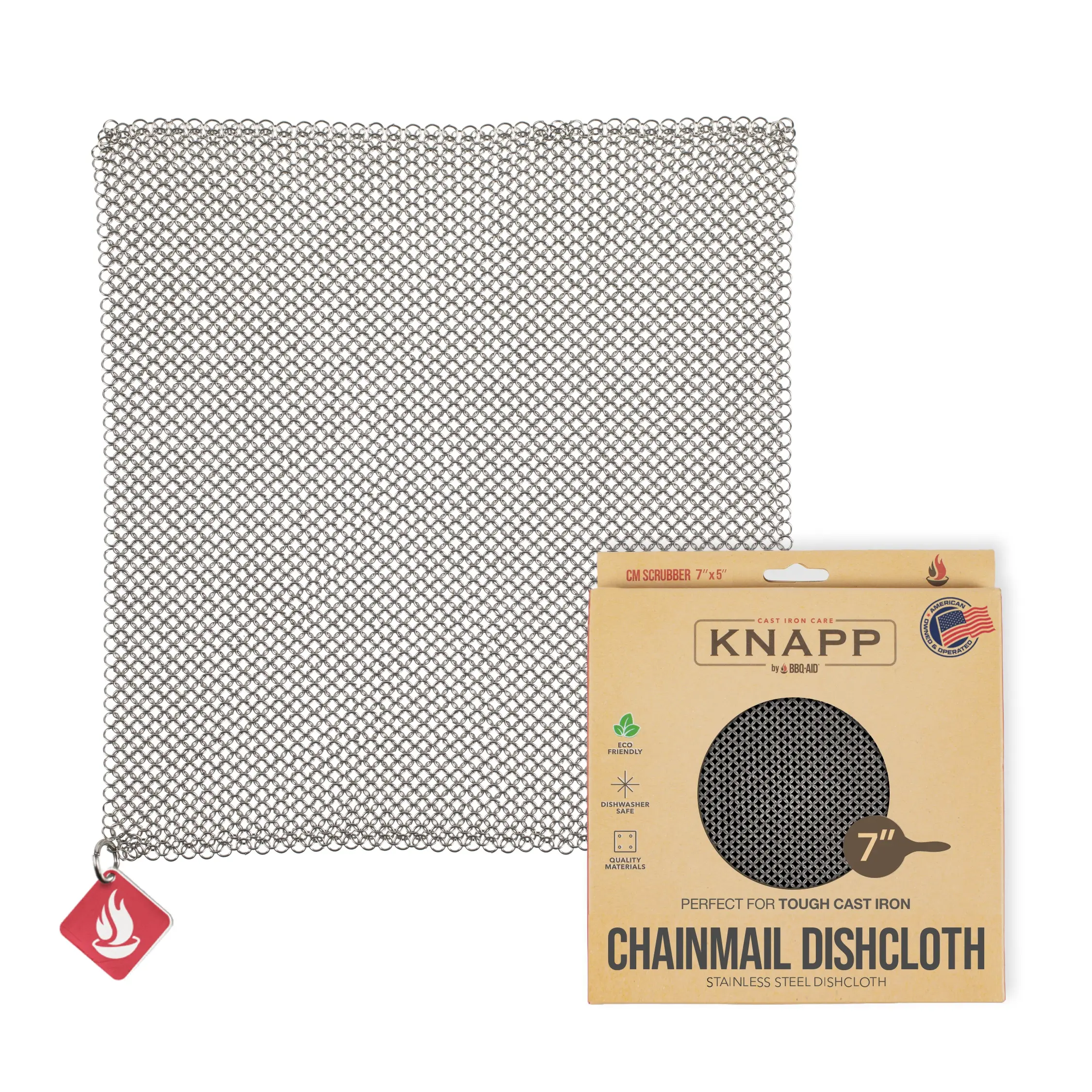Chainmail Dishcloth 7" Scrubber - #1 selling Cleaner - Medical Grade Stainless Steel - Rust Resistant - Gentle on Kitchenware - No scratching