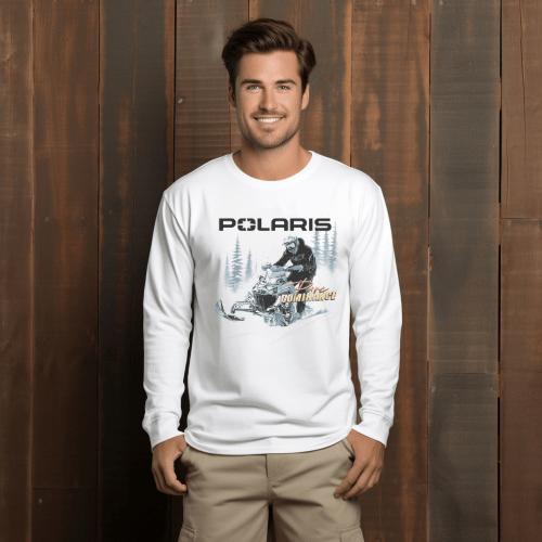 Polaris Snowmobile Long Sleeve Tee Fabric Classic  Breathable Tops Soft Collar Crewneck Print Menswear Day