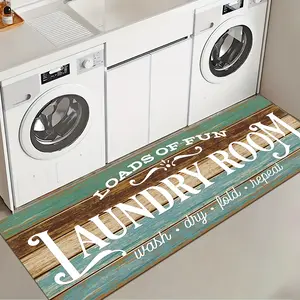 1 Pc Water Green Wood Grain Background Laundry Room Rug Soft And Comfortable Long Strip Carpet Printed Mat Anti Slip Floor Mat Suitable For Kitchen Living Room Bedroom Sink Laundry Room Decoration Carpet Mat, Home Care Supplies