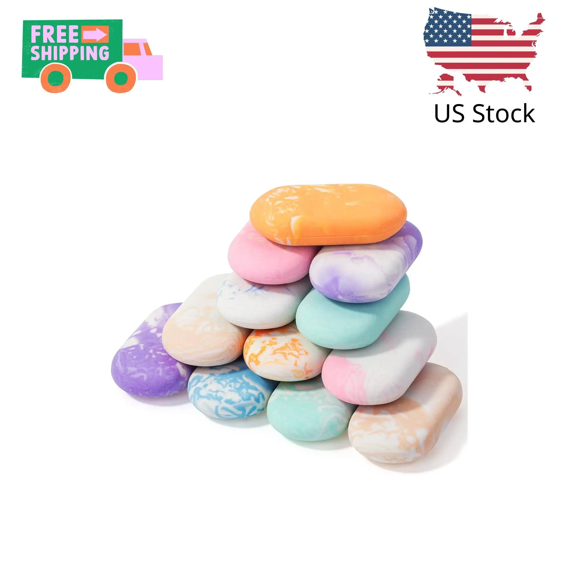 Erasers, 12 Pack, Pastel Colors, Marble Pencil Eraser