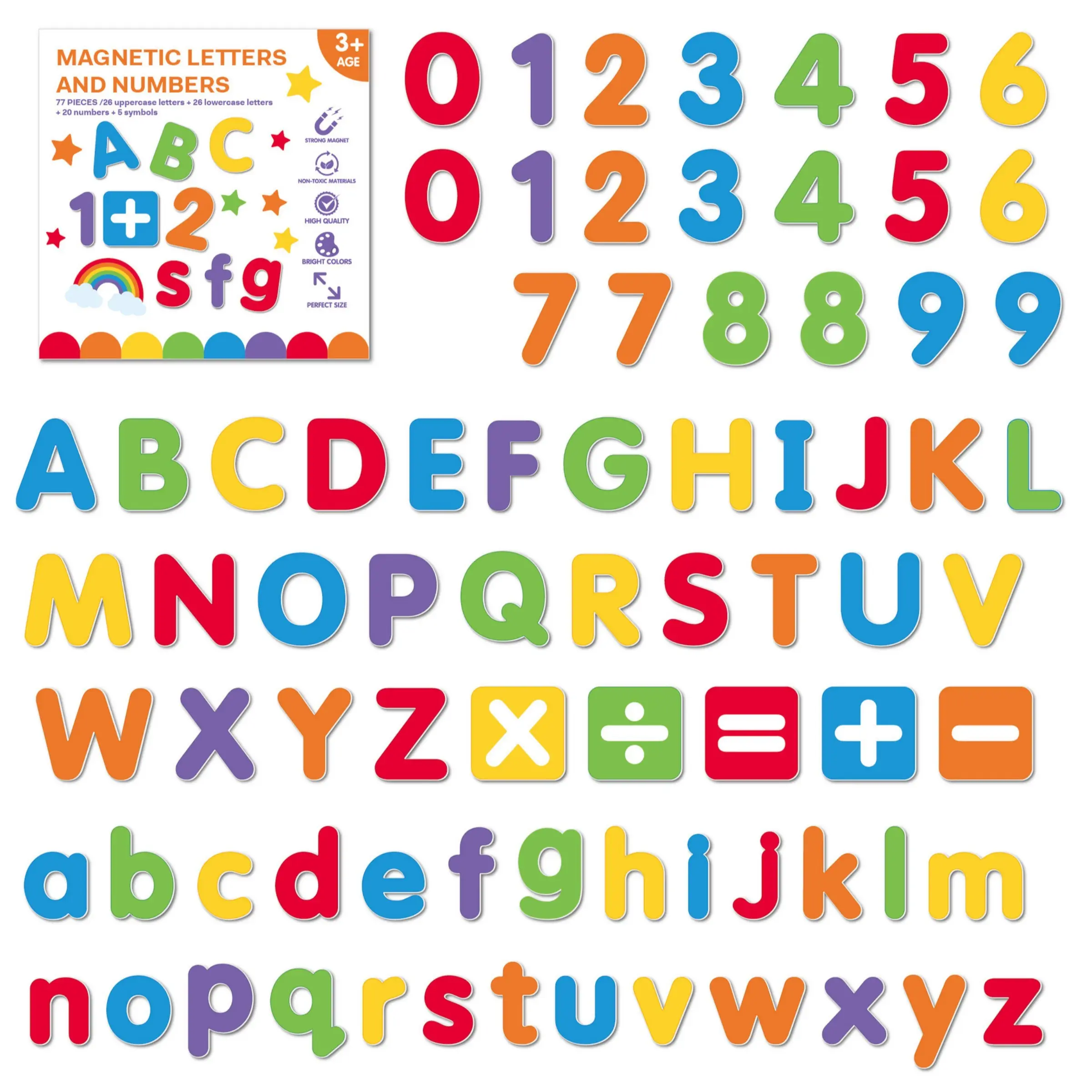 77-Piece DIY Magnetic Alphabet & Number Set, Early Learning Educational for Toddlers, Interactive Math Teaching Aid, Learning Materials, Magnetic Letters Numbers, Math Learning Tools