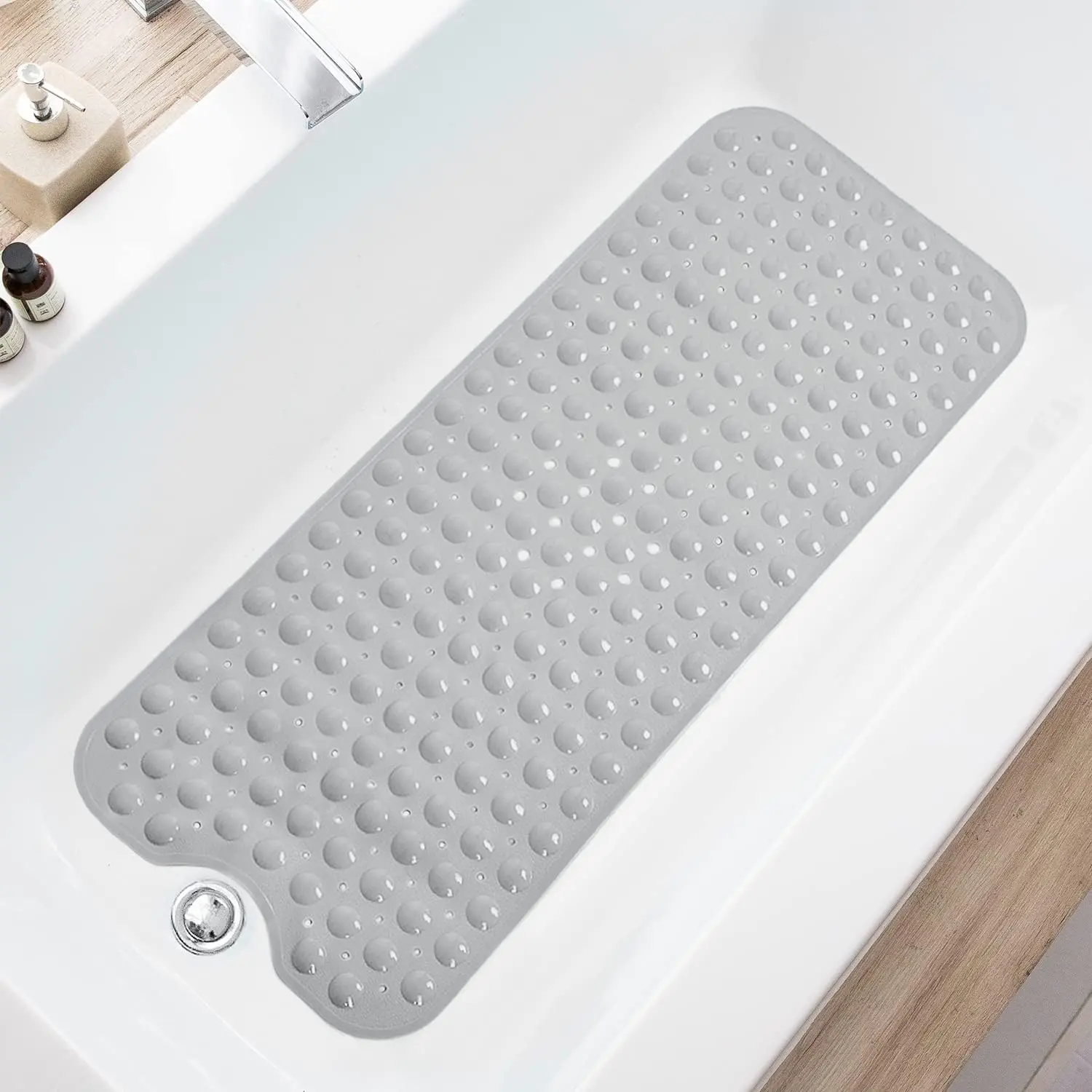 Non-slip Bath Mat, PVC Bathroom Mat with Suction Cup, Quick-dry Bath Mat for Home Bathroom, Bathroom Supplies