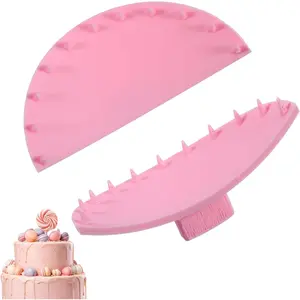 Pink Cake Leveler Tools, 3D Printed Cake Arch Guide Tool, Evenly Spaced Cakes Ruffle Guide for 6"-10" Round Cakes for Beginners and Bakers