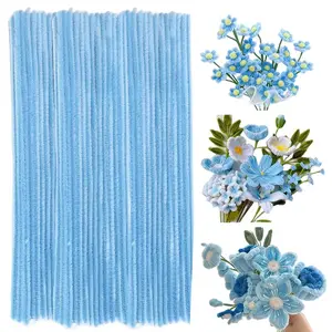 100 count Pipe Cleaners Chenille Stem, Pastel Candy Color Pipe Cleaners Set for Pipe Cleaners DIY Arts Crafts Decorations, Chenille Stems Pipe Cleaners (Blue)